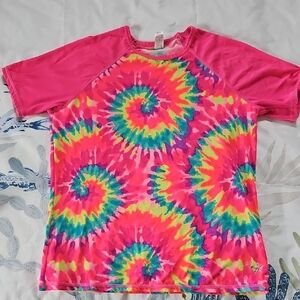 Justice Pink & Multicolor Tie-Dye SWIM shirt, Girls Size 14/16